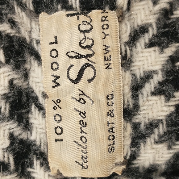 Vintage 60s Wool Dress Houndstooth Check Black & White Classy Midi SeeMeasure - Picture 7 of 16